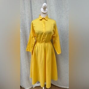 American Shirt Dress bright canary yellow long sleeve shirt a line dress